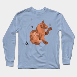 Curious Cat Playing with Spiders Long Sleeve T-Shirt